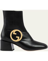Gucci - Blondie Leather Medallion Ankle Boots - Lyst