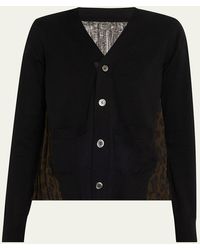 Sacai - Leopard Print Back Knit Button Down Cardigan - Lyst