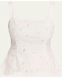 Jonathan Simkhai - Mckenna Embroidered Peplum-Hem Top - Lyst