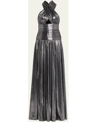 Bronx and Banco - Florence Cutout Metallic Halter Gown - Lyst