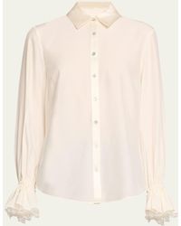 Cinq À Sept - Roxie Silk Poet-sleeve Button-front Shirt - Lyst