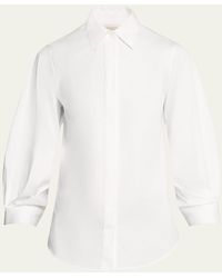 Lafayette 148 New York - Pleated-sleeve Cotton Blouse - Lyst