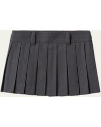Miu Miu - Pinstripe Low-waist Pleated Wool Mini Skirt - Lyst