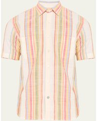 Original Madras Trading Co. - Lax Striped Short-sleeve Button-front Shirt - Lyst