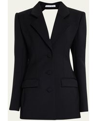 Area - Open Back Blazer Mini Dress With Crystal Detail - Lyst