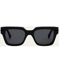 Fendi - Monochrome Graphy Acetate Rectangle Sunglasses - Lyst