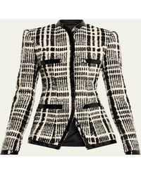 LAQUAN SMITH - Check Tweed Single-Breasted Tailored Jacket - Lyst
