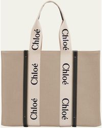 Chloé - Woody Large Linen Tote Bag - Lyst