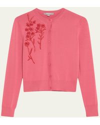 Lela Rose - Floral Embroidered Cardigan - Lyst