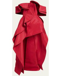Alexander McQueen - Off-shoulder Ruffled Evening Dress - Lyst