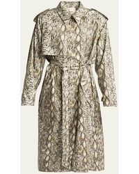 Isabel Marant - Freanne Snakeskin-Print Linen Belted Trench Coat - Lyst