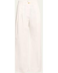 Totême - Mid-rise Pleated Relaxed Wide-leg Twill Trousers - Lyst