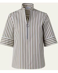 Akris Punto - Kodak Striped Cotton Popeline Short-sleeve Zip Shirt - Lyst