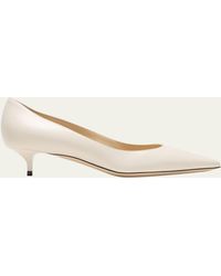 Jimmy Choo - Amelia Leather Kitten-Heel Pumps - Lyst