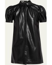 Alice + Olivia - Jem Vegan Leather Puff-Sleeve Shirtdress - Lyst