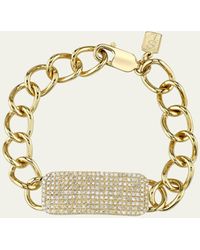 Sheryl Lowe - 14k Yellow Gold Pave Diamond Id Tag Bracelet - Lyst
