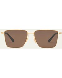 Bottega Veneta - Bv1267sm Ultrathin Metal Rectangle Sunglasses - Lyst