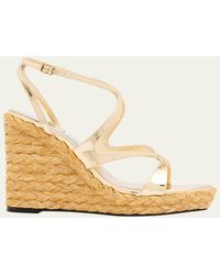 Jimmy Choo - Ayla 110 Metallic Leather Wedge Sandals - Lyst