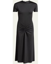 Victoria Beckham - Gathered Drop-Waist Midi T-Shirt Dress - Lyst