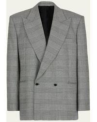 Balmain - Houndstooth Double-Breasted Wool-Blend Blazer - Lyst