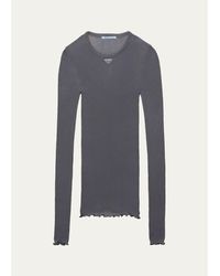 Prada - Logo Rib-Knit Silk Top - Lyst