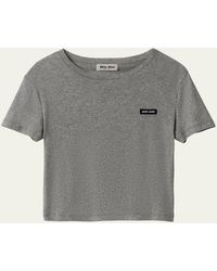 Miu Miu - Short Sleeve Jersey Top - Lyst