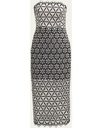 MILLY - Strapless Geometric Lace Midi Dress - Lyst