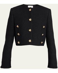 Alexander McQueen - Tweed Short Jacket With Gold Knot Buttons - Lyst