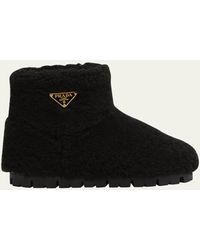Prada - Shearling Cozy Ankle Boots - Lyst