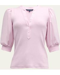 Veronica Beard - Coralee Puff Sleeve Button-front Top - Lyst