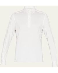 Zegna - Cotton-silk Long Sleeve Polo Shirt - Lyst