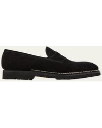 Bontoni - Principe Lug Sole Suede Penny Loafers - Lyst