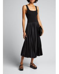 theory ribbed flounce midi dress