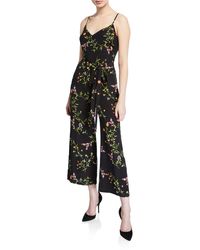 L'Agence Jaelyn Chain-print Silk Jumpsuit - Black