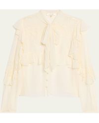 LoveShackFancy - Farah Chiffon Lace Blouse - Lyst