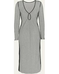 L'Agence - Sara Crystal Crochet Long-sleeve Dress - Lyst