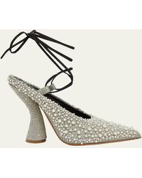 Dries Van Noten - Pearly Beaded Ankle-tie Mule Pumps - Lyst