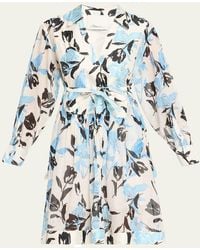 3.1 Phillip Lim - Joyful Tulips Long-Sleeve Shirt Dress With Waist Tie - Lyst