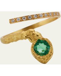 Elhanati - Eva Ring In 18k Solid Yellow Gold With 4.4mm Emerald And Top Wesselton Vvs Diamonds - Lyst