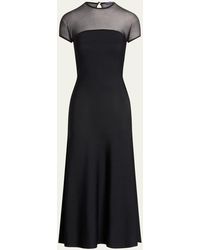 Ralph Lauren Collection - A-line Midi Dress With Mesh Detail - Lyst