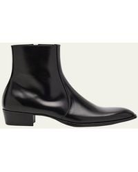 Saint Laurent - Roman 35 Leather Side-Zip Ankle Boots - Lyst