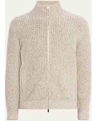Brunello Cucinelli - Wool, Silk, And Cashmere Full-Zip Sweater - Lyst