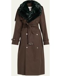 Burberry - Kennington Trench Coat With Faux Fur Collar - Lyst