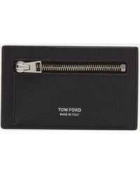 Tom Ford - T Line Two-tone Grained Leather Zip Card Holder - Lyst