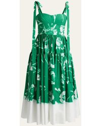 Erdem - Strappy Floral Fit-Flare Midi Dress - Lyst