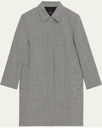 Theory - Wool-blend Check Car Coat - Lyst