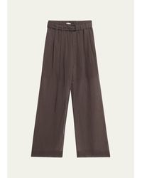 Brunello Cucinelli - Sheer Cotton Voile Wide-Leg Pants With Belt - Lyst