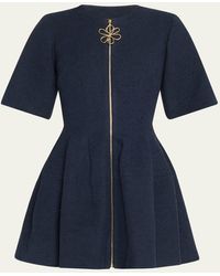 Oscar de la Renta - Zip Front Wool Tweed Mini Dress - Lyst