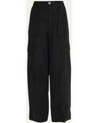Vince - Mid-rise Fluid Wide Cargo Trousers - Lyst