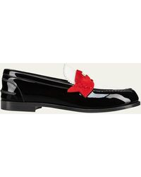 Christian Louboutin - Donna Patent Red Sole Penny Loafers - Lyst